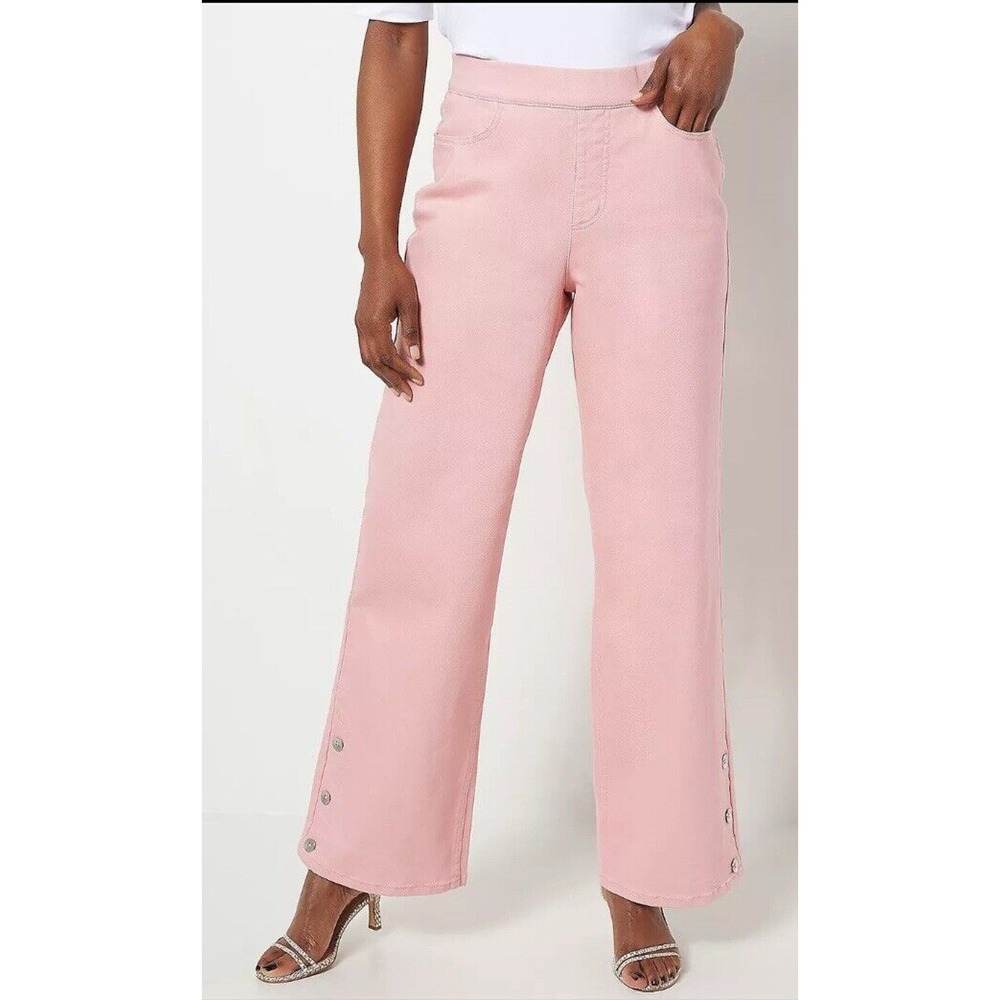 Isaac Mizrahi Live! Reg Wide Leg Jeans Cheeky Pink Size 2